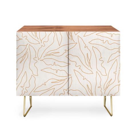 evamatise Banana Leaves Line Art Neutral Credenza