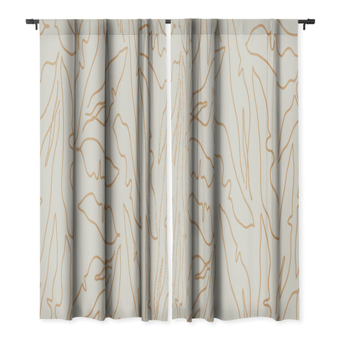 evamatise Banana Leaves Line Art Neutral Blackout Non Repeat