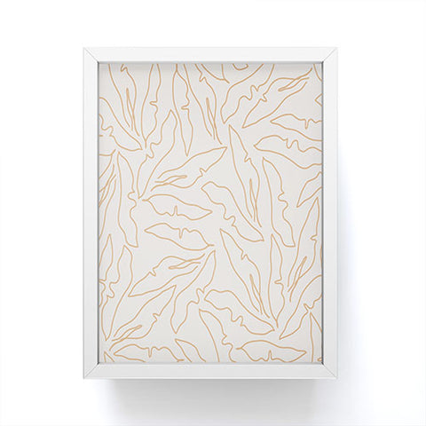 evamatise Banana Leaves Line Art Neutral Framed Mini Art Print