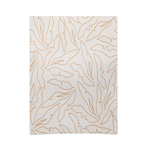 evamatise Banana Leaves Line Art Neutral Poster