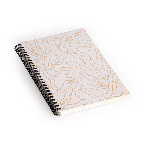 evamatise Banana Leaves Line Art Neutral Spiral Notebook