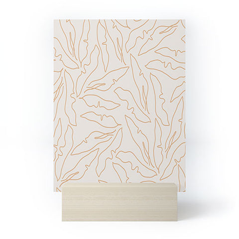 evamatise Banana Leaves Line Art Neutral Mini Art Print