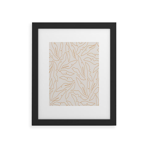 evamatise Banana Leaves Line Art Neutral Framed Art Print