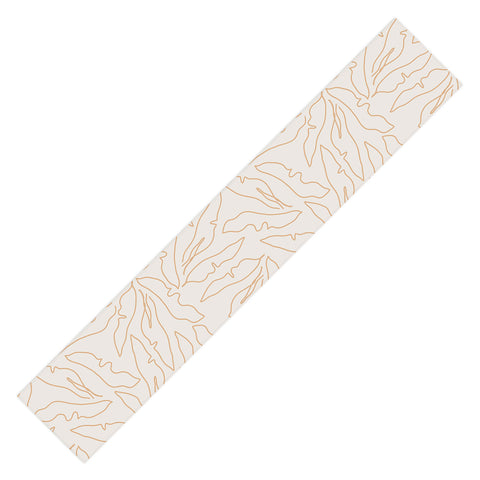 evamatise Banana Leaves Line Art Neutral Table Runner