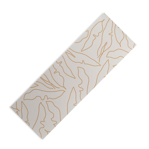 evamatise Banana Leaves Line Art Neutral Yoga Mat