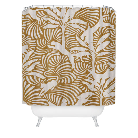 evamatise Big Cats and Palm Trees Jungle Shower Curtain