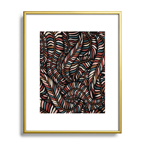 evamatise Boho Autumn Leaves Metal Framed Art Print