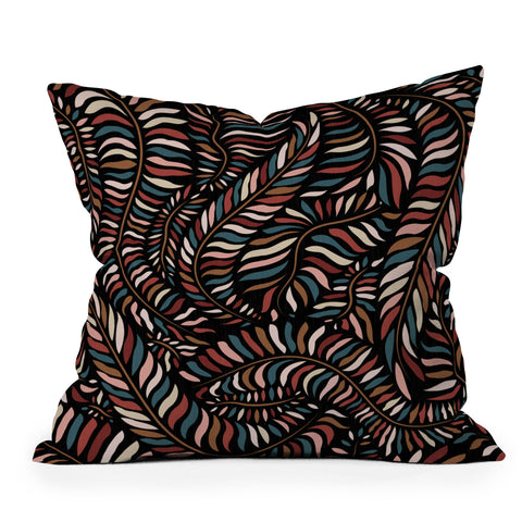 evamatise Boho Autumn Leaves Throw Pillow