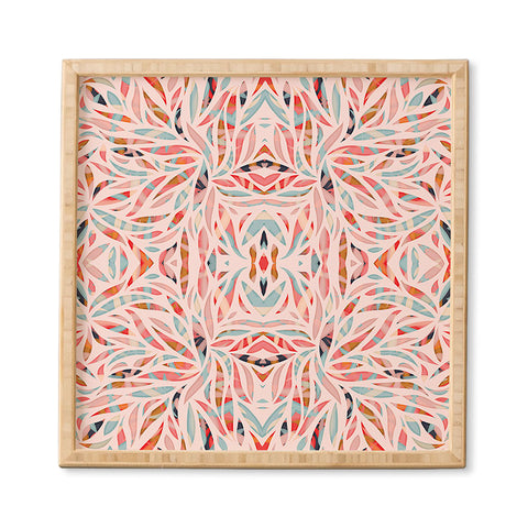 evamatise Boho Tile Abstraction Coral Framed Wall Art