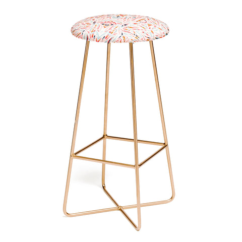 evamatise Boho Tile Abstraction Coral Bar Stool