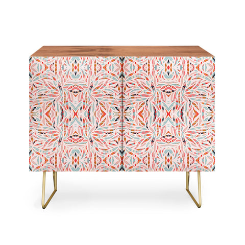 evamatise Boho Tile Abstraction Coral Credenza