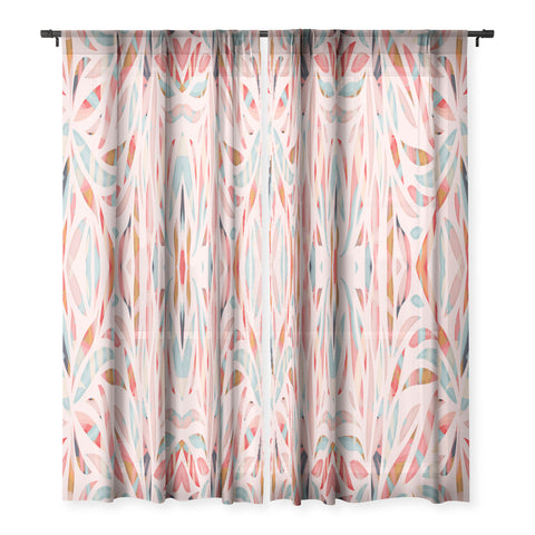 evamatise Boho Tile Abstraction Coral Sheer Non Repeat