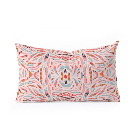 evamatise Boho Tile Abstraction Coral Oblong Throw Pillow