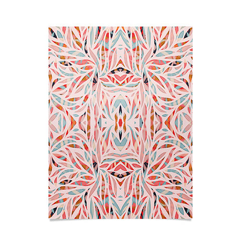 evamatise Boho Tile Abstraction Coral Poster