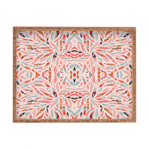 evamatise Boho Tile Abstraction Coral Rectangular Tray