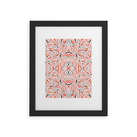 evamatise Boho Tile Abstraction Coral Framed Art Print