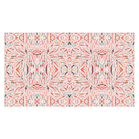 evamatise Boho Tile Abstraction Coral Tablecloth
