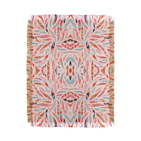 evamatise Boho Tile Abstraction Coral Throw Blanket