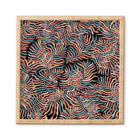 evamatise Colorful Tropical Plants Dark Framed Wall Art