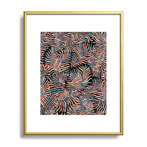 evamatise Colorful Tropical Plants Dark Metal Framed Art Print