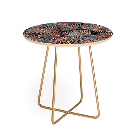 evamatise Colorful Tropical Plants Dark Round Side Table