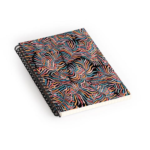evamatise Colorful Tropical Plants Dark Spiral Notebook