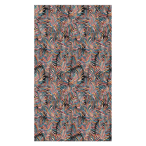 evamatise Colorful Tropical Plants Dark Tablecloth