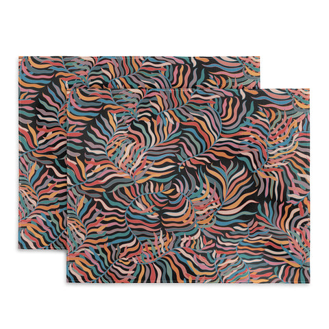 evamatise Colorful Tropical Plants Dark Placemat