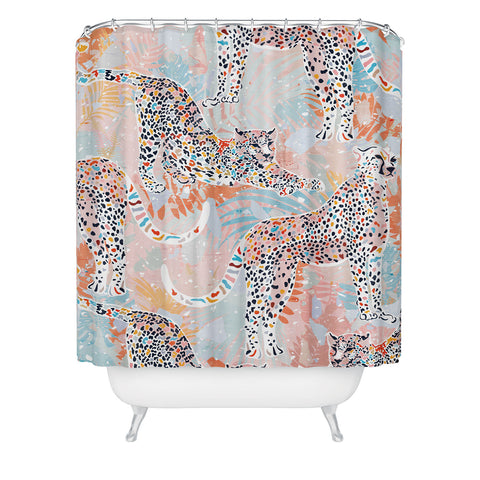 evamatise Colorful Wild Cats Shower Curtain