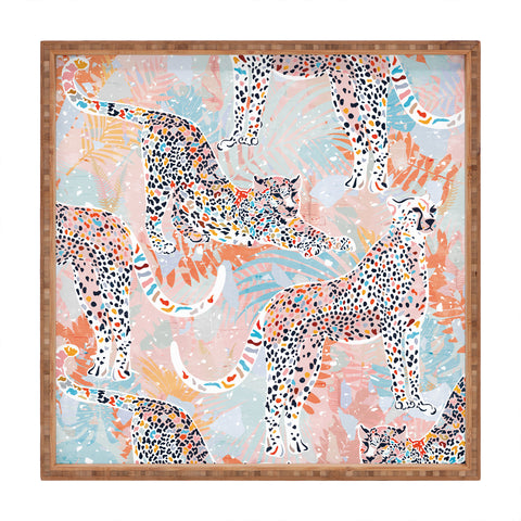 evamatise Colorful Wild Cats Square Tray