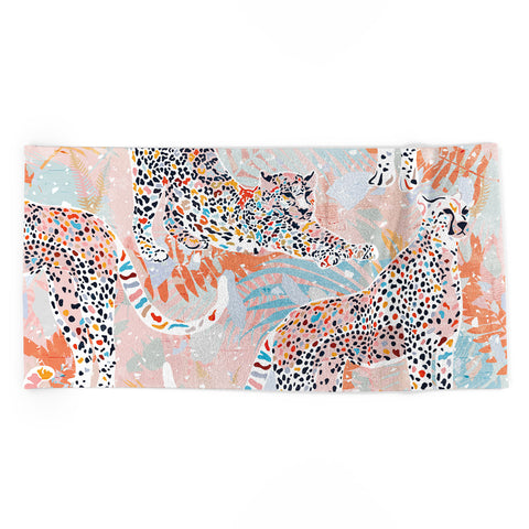 evamatise Colorful Wild Cats Beach Towel