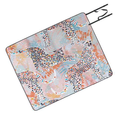 evamatise Colorful Wild Cats Picnic Blanket