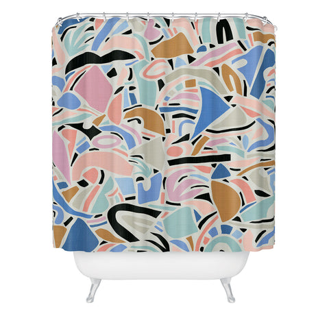 evamatise Contemporary Shapes N01 Spring Abstraction Shower Curtain