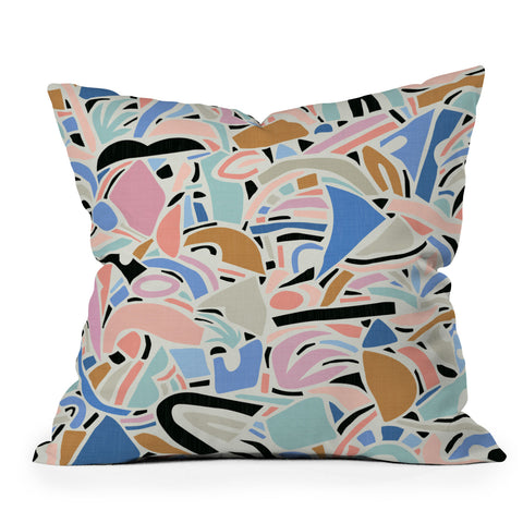 evamatise Contemporary Shapes N01 Spring Abstraction Throw Pillow