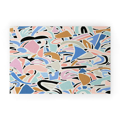 evamatise Contemporary Shapes N01 Spring Abstraction Welcome Mat