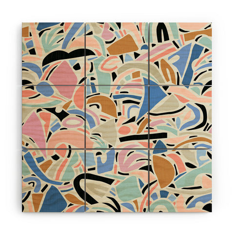 evamatise Contemporary Shapes N01 Spring Abstraction Wood Wall Mural