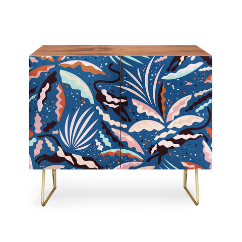 evamatise Exotic Wilderness on Blue Panthers and Plants Credenza