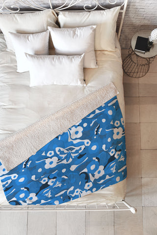 evamatise Flowers and Butterflies Hippie Fleece Throw Blanket