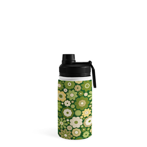evamatise Flowers in the 60s Vintage Green Water Bottle