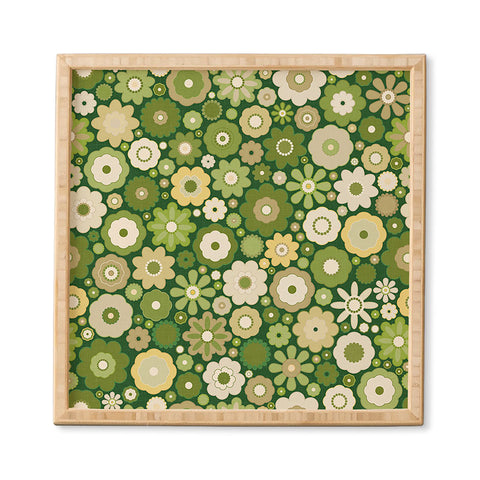 evamatise Flowers in the 60s Vintage Green Framed Wall Art