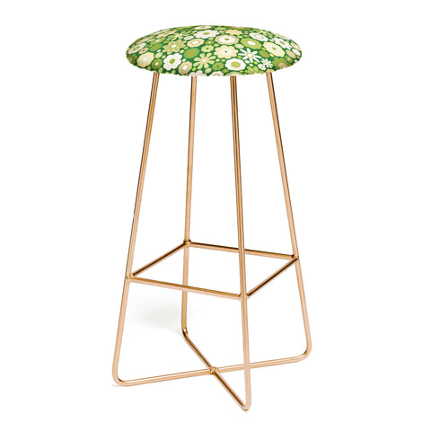 evamatise Flowers in the 60s Vintage Green Bar Stool