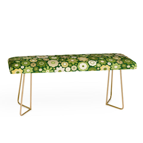 evamatise Flowers in the 60s Vintage Green Bench