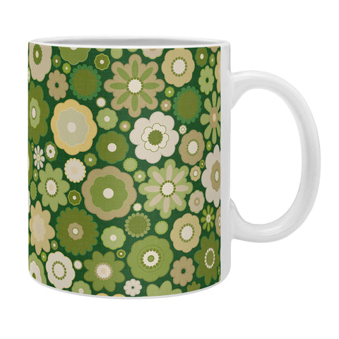 evamatise Flowers in the 60s Vintage Green Coffee Mug