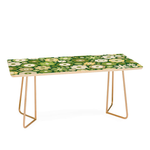 evamatise Flowers in the 60s Vintage Green Coffee Table