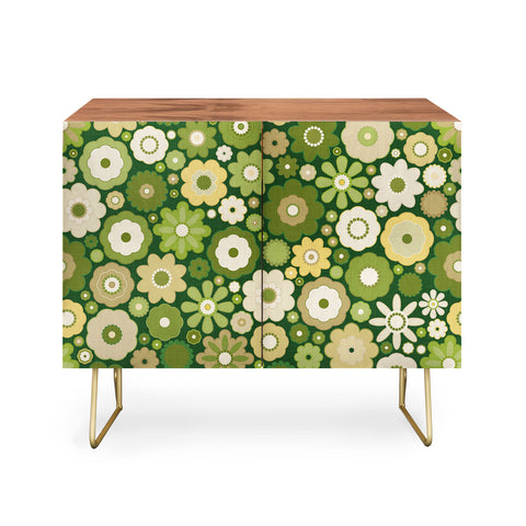 evamatise Flowers in the 60s Vintage Green Credenza