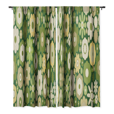 evamatise Flowers in the 60s Vintage Green Blackout Non Repeat