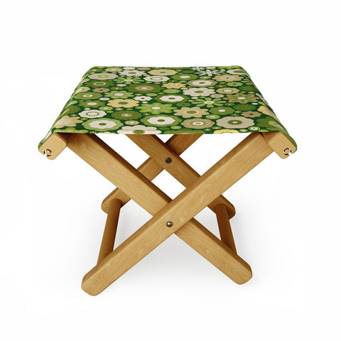 evamatise Flowers in the 60s Vintage Green Folding Stool
