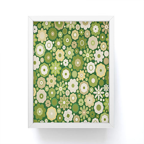 evamatise Flowers in the 60s Vintage Green Framed Mini Art Print