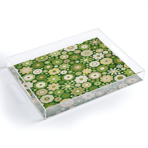evamatise Flowers in the 60s Vintage Green Acrylic Tray