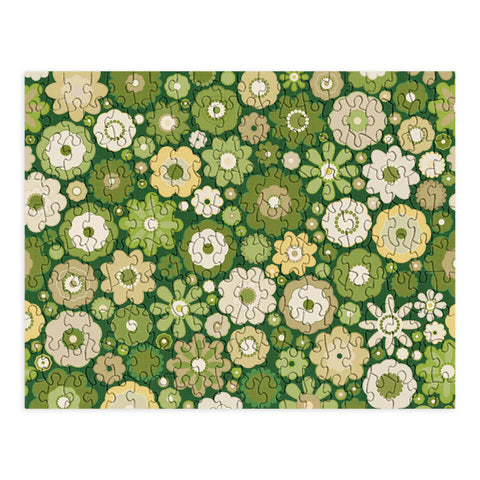 evamatise Flowers in the 60s Vintage Green Puzzle